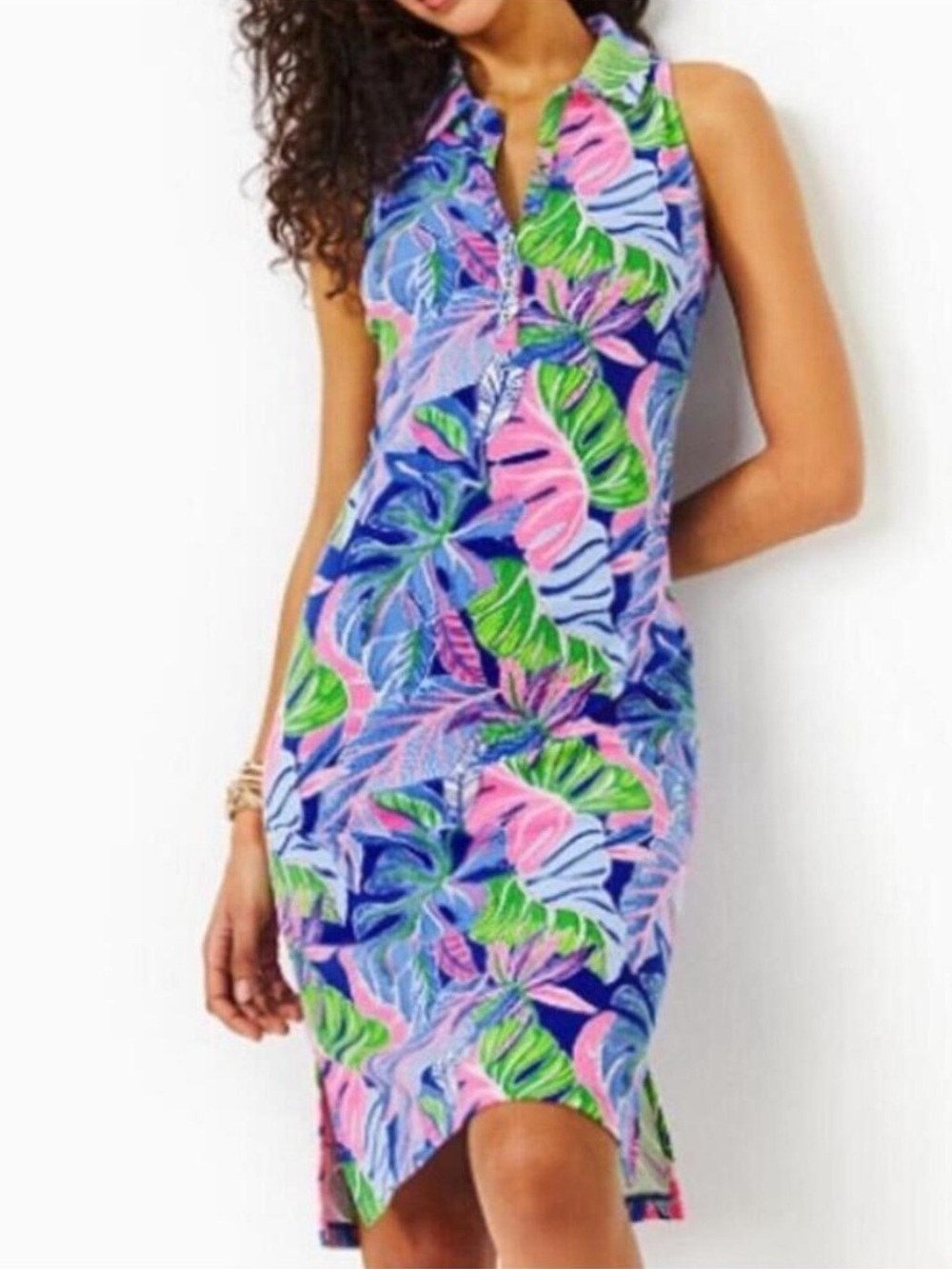 Lilly Pulitzer Reema Polo Dress Blue Grotto Beleaf In Yourself XS